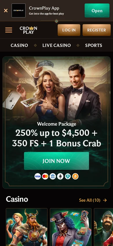 Crownplay Casino mobile view